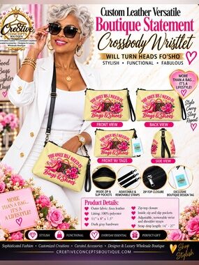 Cre8tive Concepts Boutique® Custom Graphic Leather Crossbody & Wristlet Bag